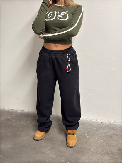 V2 LOOSE FIT OPEN HEM SWEATPANTS [BLACK]