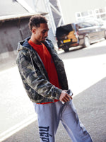 CAMO DISTRESSED PADDED JACKET