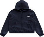 CROPPED DISTRESSED ZIP HOODIE