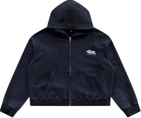 CROPPED DISTRESSED ZIP HOODIE