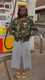 CAMO DISTRESSED PADDED JACKET