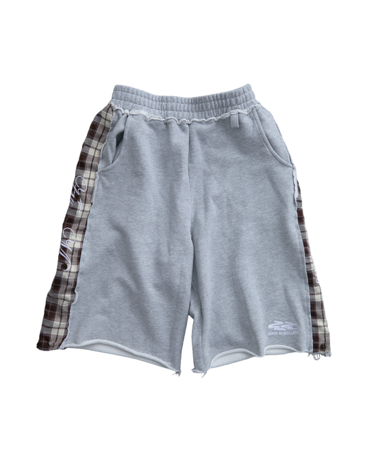 CLOUD GREY PLAID PANEL SHORTS