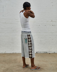 CLOUD GREY PLAID PANEL SHORTS