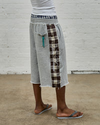 Cloud Grey Plaid Panel Shorts – Pre-Order