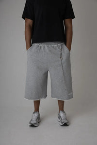 baggy distressed jogger shorts