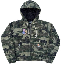 CAMO DISTRESSED PADDED JACKET